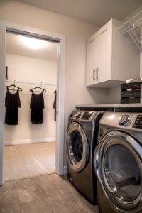 Laundry room and closet in Cy Becker single family home in North Edmonton